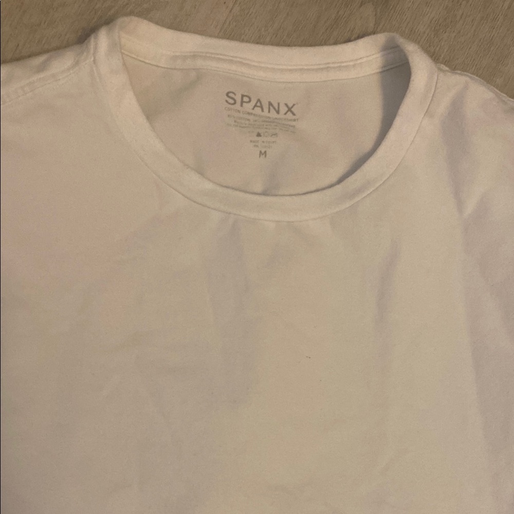 SPANX White Short Sleeve Tee Classic Comfort